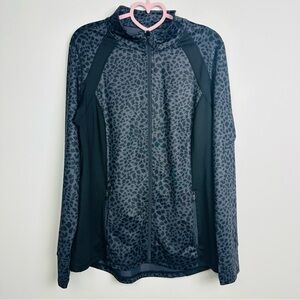 Ideology Black and Gray Animal Print Activewear Zip up Sweater Size Large